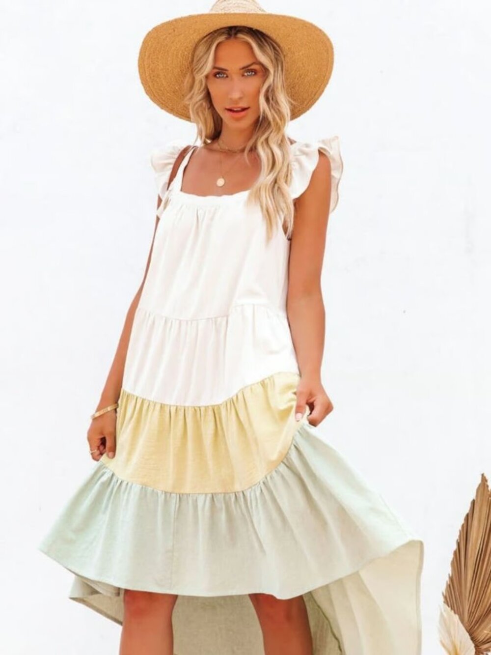 Vici Whistles Pocketed High Low Tiered Midi Dress XL